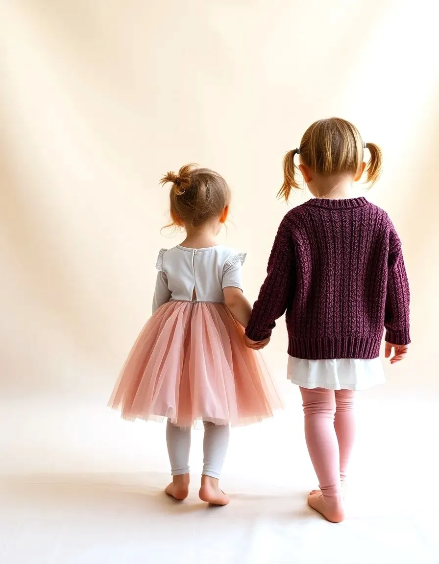 Two little girls in Rodaki clothes, holding hands
