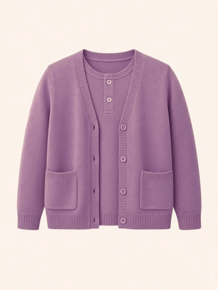 Plum Knit Cardigan Set
